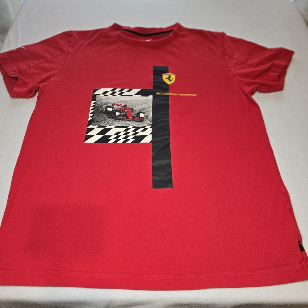 Puma Scuderia Ferrari Team Logo Crew Neck Short Sleeve T-Shirt Mens Red‎ Large L